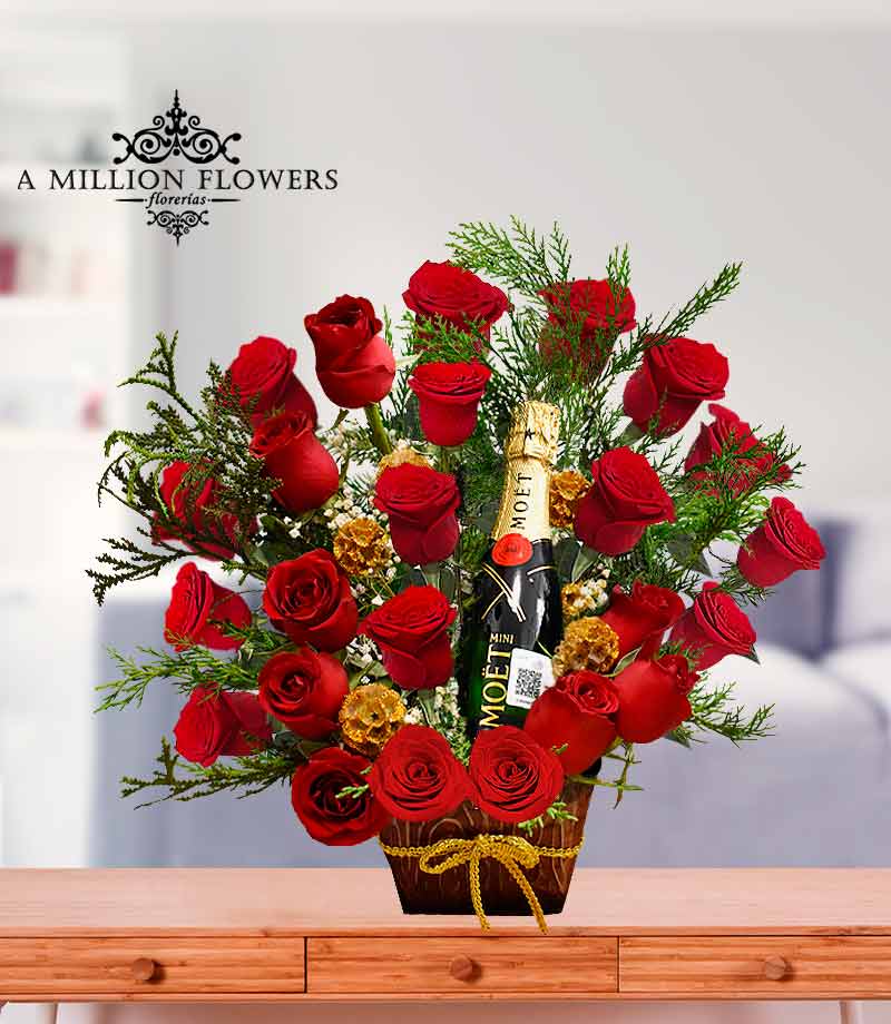 Arreglo Celebra Navidad - Florería A Million Flowers Rosas rojas